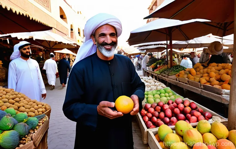 친환경 조리의 법적 기준과 규제 - **A Vibrant, Certified Organic Souk Experience**
    A wide-angle, brightly lit shot of a bustling t...