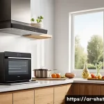Home 15 친환경 조리의 필요성과 미래 전망 - A modern Arabic kitchen scene featuring a sleek smart oven with digital temperature and timer contro...