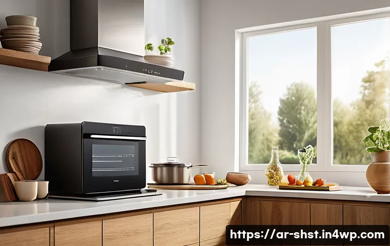 친환경 조리의 필요성과 미래 전망 - A modern Arabic kitchen scene featuring a sleek smart oven with digital temperature and timer contro...