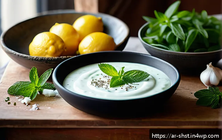자연재료로 만드는 홈메이드 소스 - A vibrant Middle Eastern kitchen scene featuring a rustic wooden table with fresh ingredients for a ...